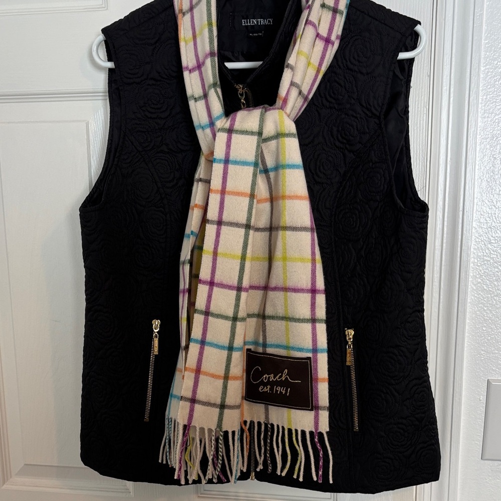 Coach Colorful Checkered wool and cashmere  Scarf